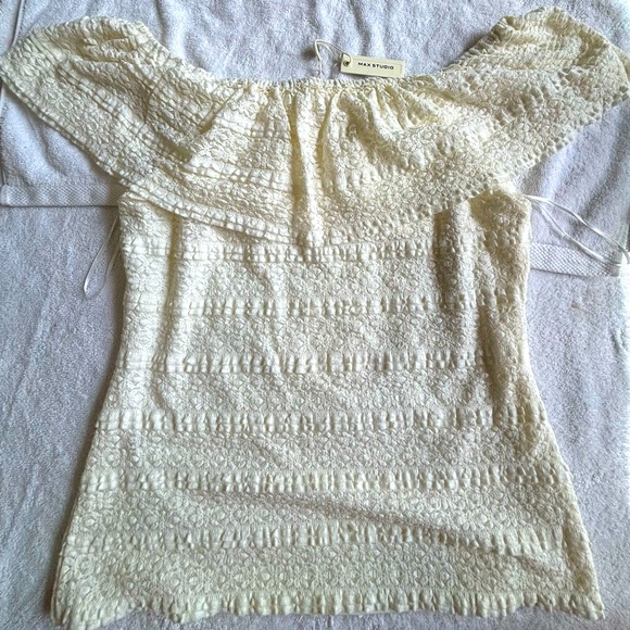 Max studio white off the shoulder top new with tags size l/xl - Picture 2 of 3